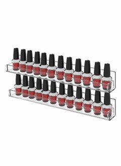 Nail Polish Rack Wall Mount Shelf with Removable Anti-Slip End Inserts, Acrylic Nail Polish Organizer Display for 24 Bottles, 15 Inch Acrylic Floating Wall Ledge Shelf Kids Bookshelf (2 Pack)