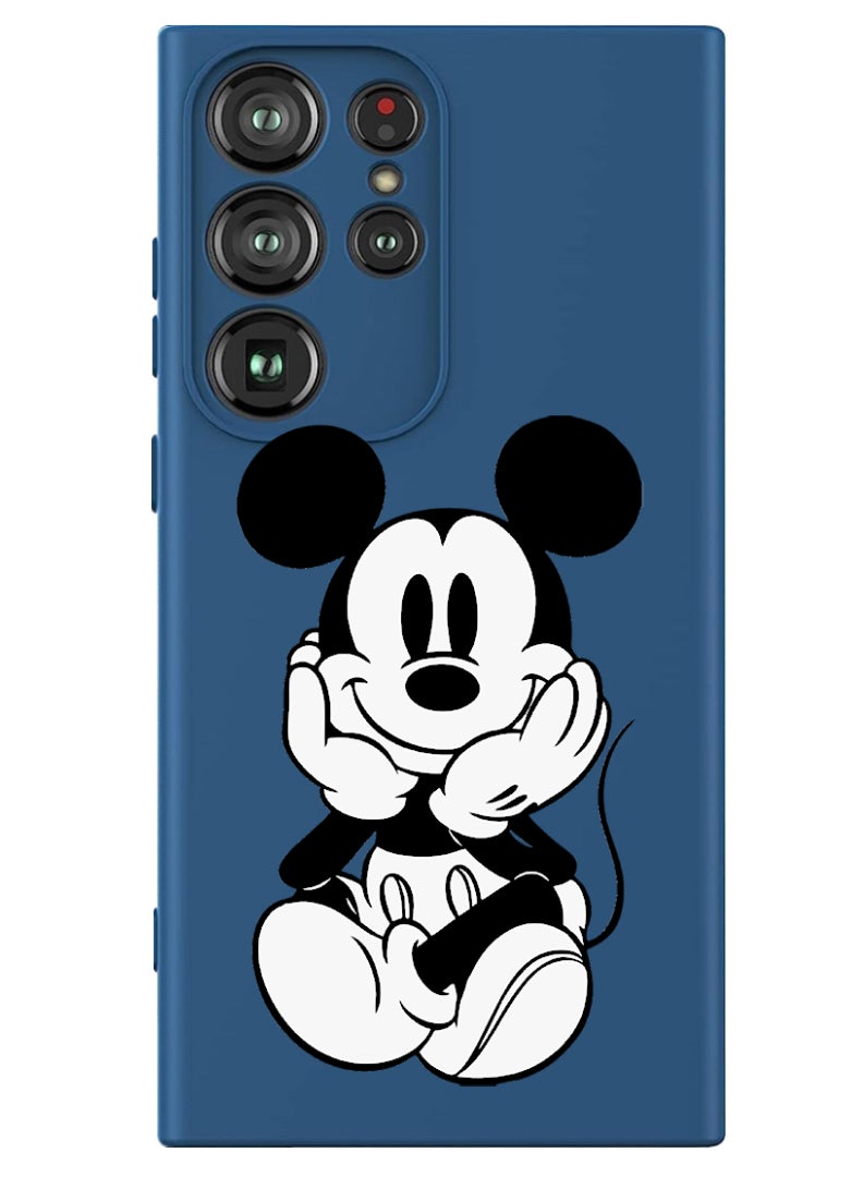 Theodor Protective Slim Fit Case Liquid Silicone Cover with Full Body Protection Anti-Scratch Shockproof Case For Samsung Galaxy S24 Ultra (Blue) - Mickey sitting - Image 1