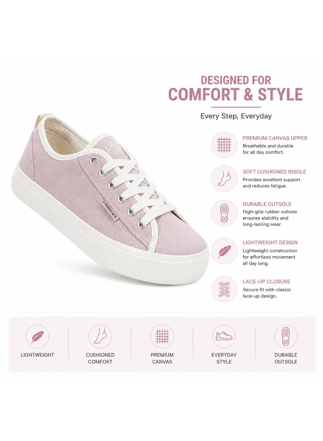 لامبرجاك Lumberjack Ravenne Women Sneakers Dusty Rose Canvas – Lightweight Breathable Casual Shoes, Comfortable Everyday