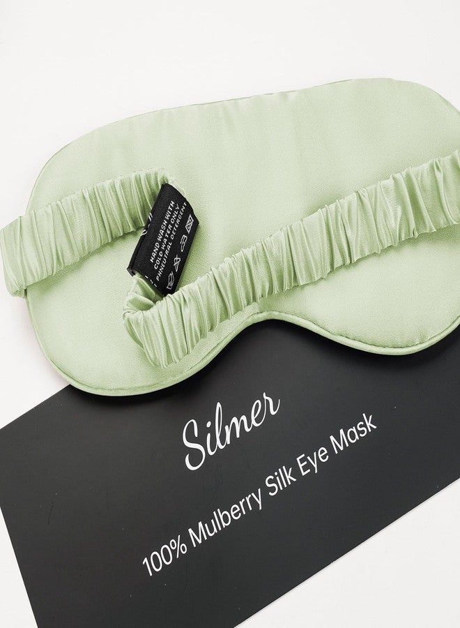 Silmer 100% Mulberry Silk Sleep Mask, 22 Momme 6A Silk Eye Mask for Sleeping, Soft Light Blocking Eye Cover with Silk Filling, Gift Box, Travel & Nap Sleep Mask for Women and Men (Green - Image 3