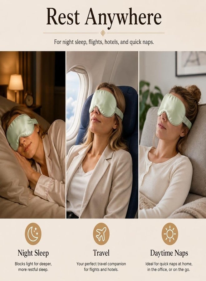 Silmer 100% Mulberry Silk Sleep Mask, 22 Momme 6A Silk Eye Mask for Sleeping, Soft Light Blocking Eye Cover with Silk Filling, Gift Box, Travel & Nap Sleep Mask for Women and Men (Green - Image 4
