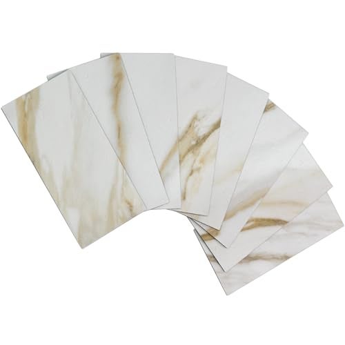 AULIGET 3" x 6" Subway Tile Peel and Stick Backsplash, Thick PVC Stick on Wall Tiles (4, Calacatta Gold) - Image 1