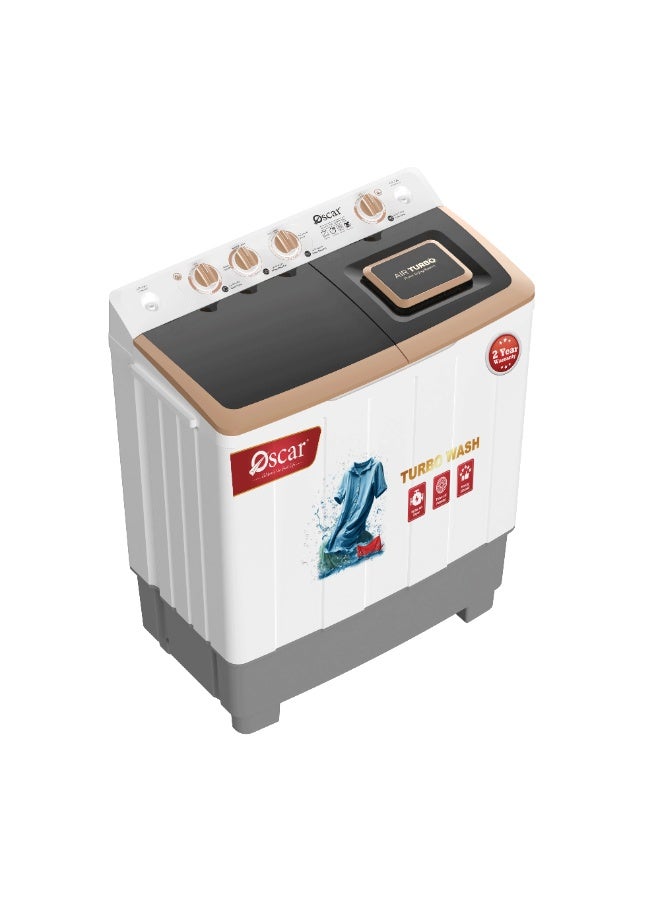 Oscar Twin Tub Semi Automatic Washing Machine 10kg Wash / 5.5kg Spin | Turbo Wash, Heavy Duty Motor, Waterproof & Compact Family Laundry Solution - OWM1003 | 2 Year Warranty
