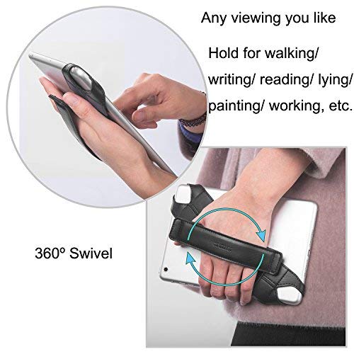 joylink Universal Tablet Hand Strap Holder, 360 Degrees Swivel Leather Handle Grip with Elastic Belt, Secure & Portable for 7.9" -8.4" Tablets (Samsung Asus Acer Google iPad Mini), Black - Image 2