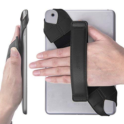 joylink Universal Tablet Hand Strap Holder, 360 Degrees Swivel Leather Handle Grip with Elastic Belt, Secure & Portable for 7.9" -8.4" Tablets (Samsung Asus Acer Google iPad Mini), Black - Image 1