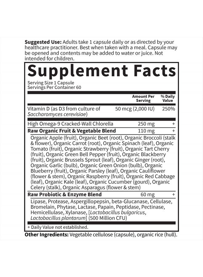 Garden of Life Vitamin D, Vitamin Code Raw D3, Vitamin D 2,000 IU, Raw Whole Food Vitamin D Supplements with Chlorella, Fruit, Veggies & Probiotics for Bone & Immune Health, 60 Vegetarian Capsules - Image 5