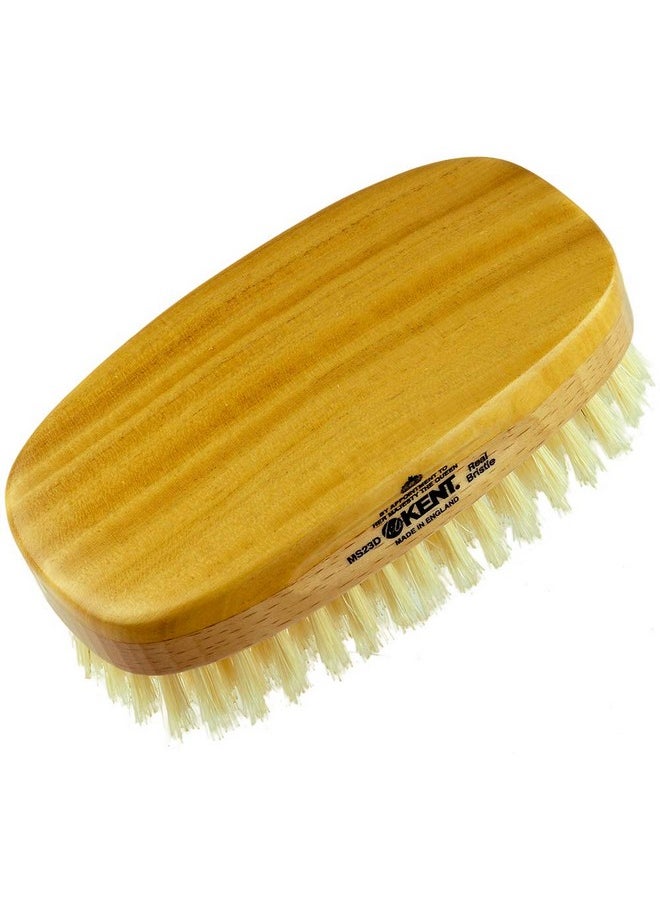 KENT Ent Ms23D Finest Men'S Military Style Hair Brush Satin And Beechwood Travel Size Base Soft Pure White Natural Boar Bristle Ideal For Fine Or Thinning Hair And Sensitive Scalps  - Image 1