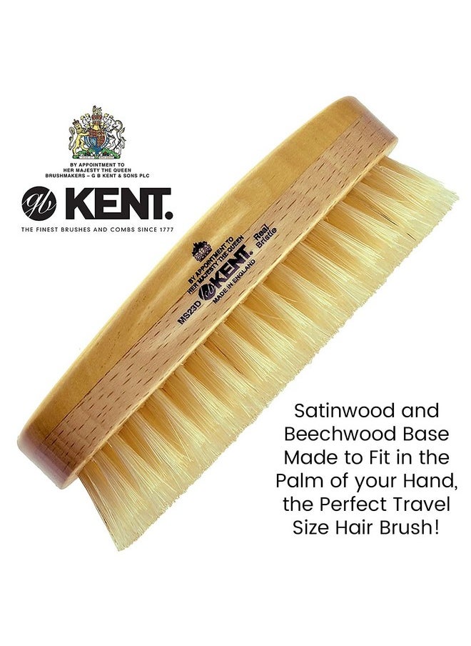 KENT Ent Ms23D Finest Men'S Military Style Hair Brush Satin And Beechwood Travel Size Base Soft Pure White Natural Boar Bristle Ideal For Fine Or Thinning Hair And Sensitive Scalps  - Image 5