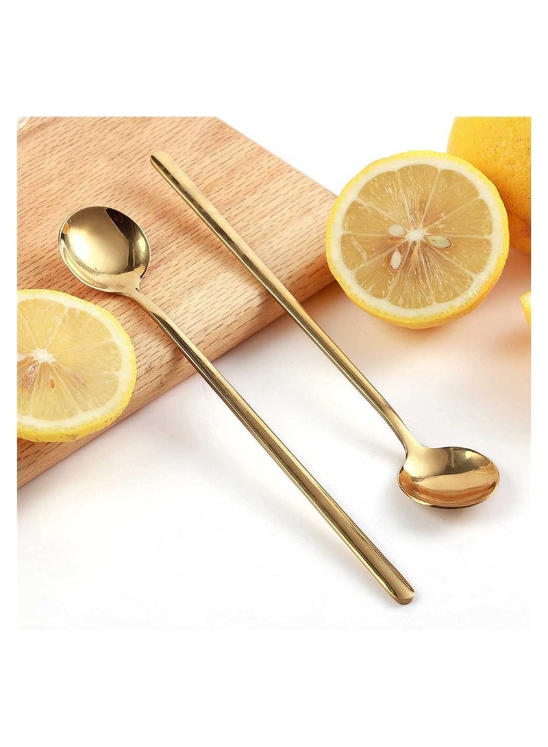 NIBEMINENT 4 pieces coffee spoon, tea spoon long handle, golden ice stirring - Image 2