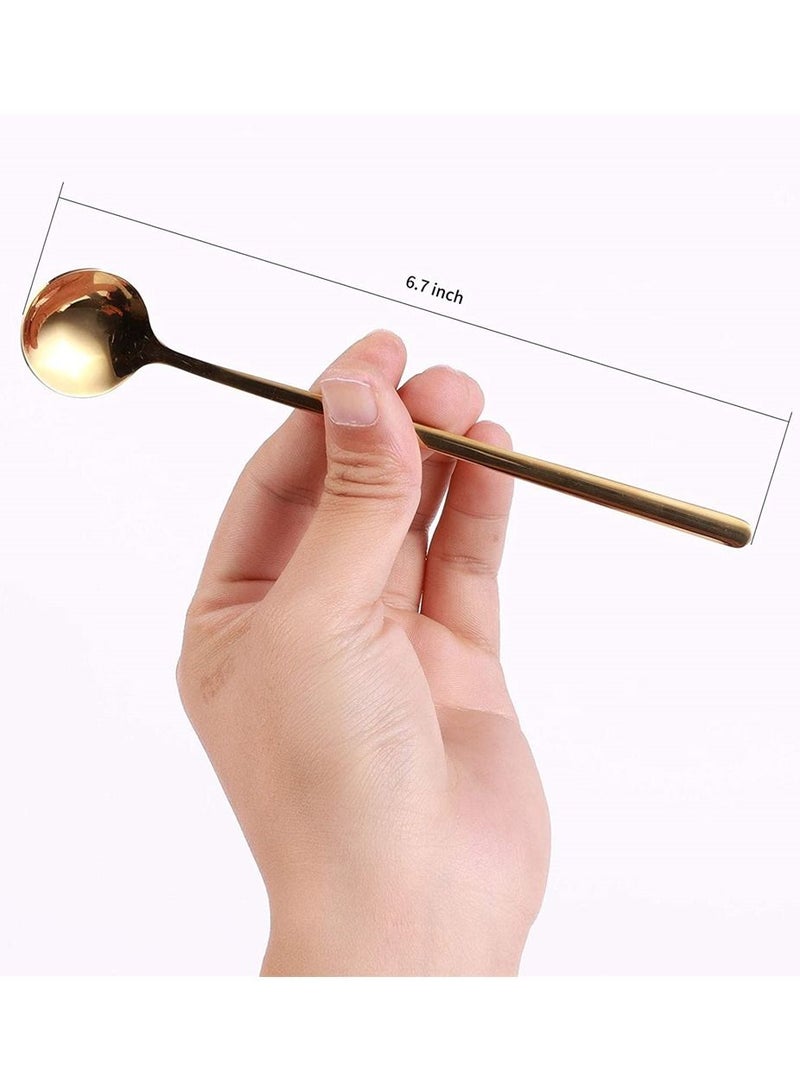 NIBEMINENT 4 pieces coffee spoon, tea spoon long handle, golden ice stirring - Image 3