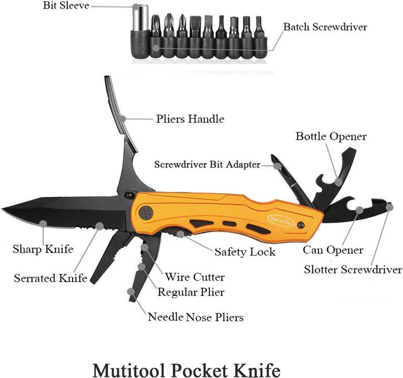 RoverTac Multitool Knife – 15-in-1 Pocket Knife with Pliers, Wire Cutter and Screwdrivers – Perfect Gifts for Men, Dad, Husband – Durable Camping Gear for Christmas, Father’s Day, and Birthdays - Image 2