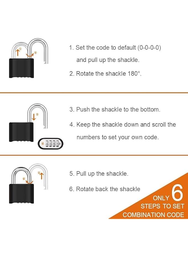 PROMASS 4 Digit Heavy Duty Combination Lock Outdoor Waterproof Padlock 1.3 Inch Shackle for Gate, Fence,Toolbox, Case, Hasp Storage, Gym Locker, Sports Locker, School Locker (Black)  - Image 5