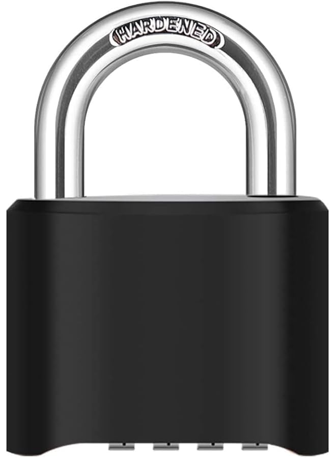 PROMASS 4 Digit Heavy Duty Combination Lock Outdoor Waterproof Padlock 1.3 Inch Shackle for Gate, Fence,Toolbox, Case, Hasp Storage, Gym Locker, Sports Locker, School Locker (Black)  - Image 1