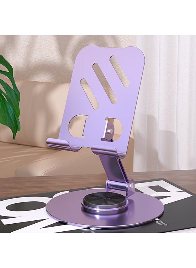 Cross-border explosions mobile phone bracket metal desktop 360-degree rotating lazy folding live flat support wholesale - Image 1
