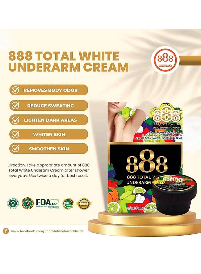 888 TOTAL WHITE 888 Underarm Care Cream - 35gm | Odor Control & Skin Refining Formula | Gentle Daily Treatment for Smooth Underarms - Image 2
