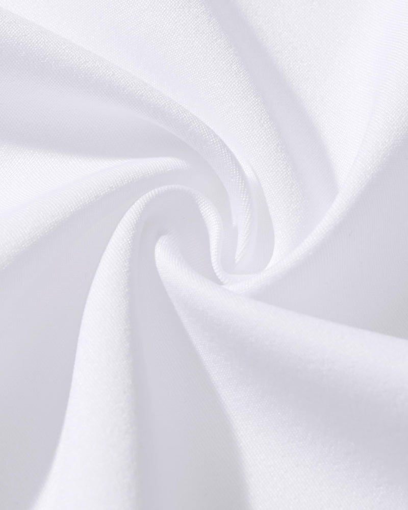 DEMEANOR Mens Dress Shirts Long Sleeve Stretch Wrinkle Free Wedding Formal Business Button Down Shirt White Large - Image 5