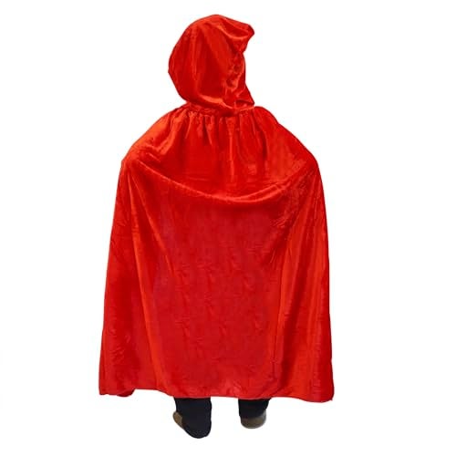 Clobeau Kids Halloween Christmas Costumes Cape Velvet Hooded Cosplay Party Cloak Wizard Robe Red - Image 5
