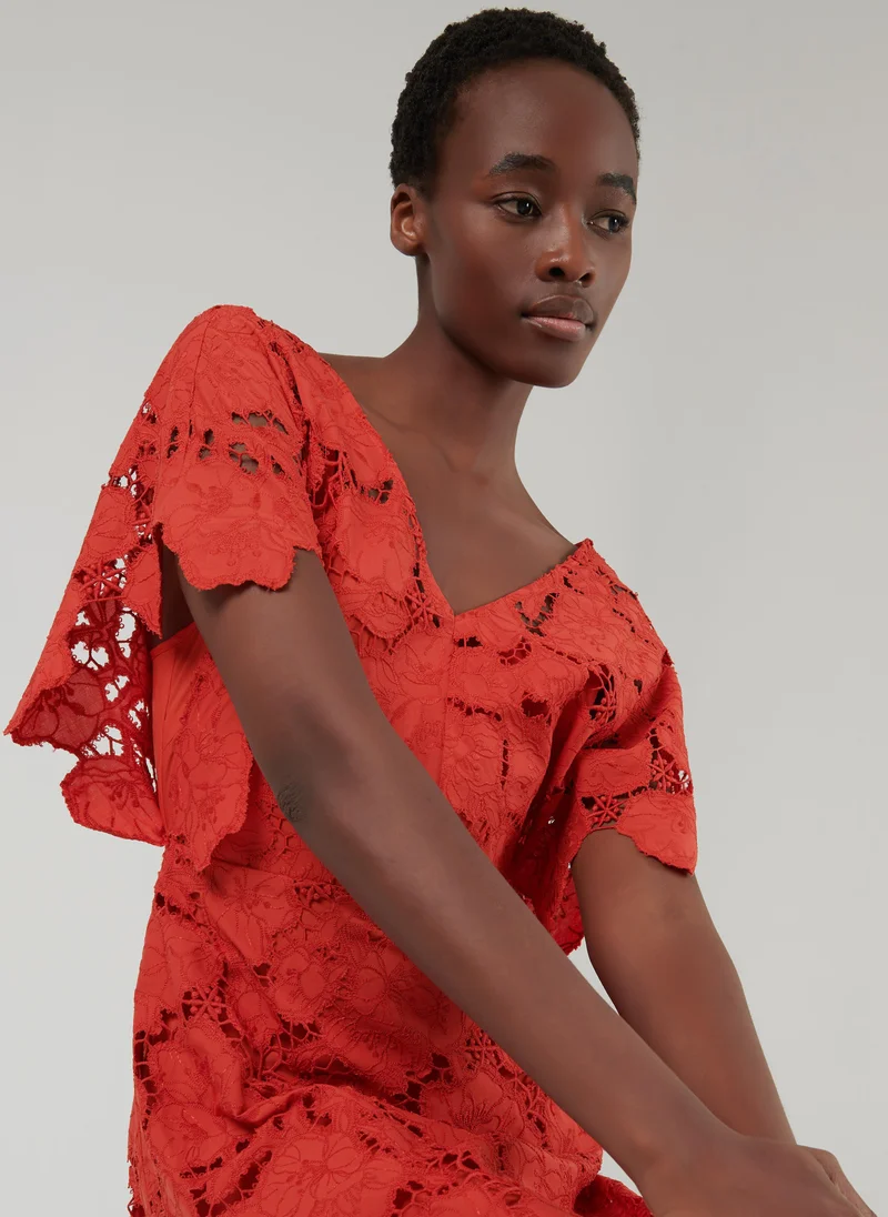 leem  Scalloped Lace Dress for Women | Best Price UAE