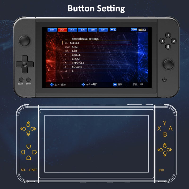 X70 Video Game Console Handheld Game Player Dual Joystick Built-in 3500 Games 7-inch Screen Music Video Player HD Output Support Wired Gamepad Connection - Image 3