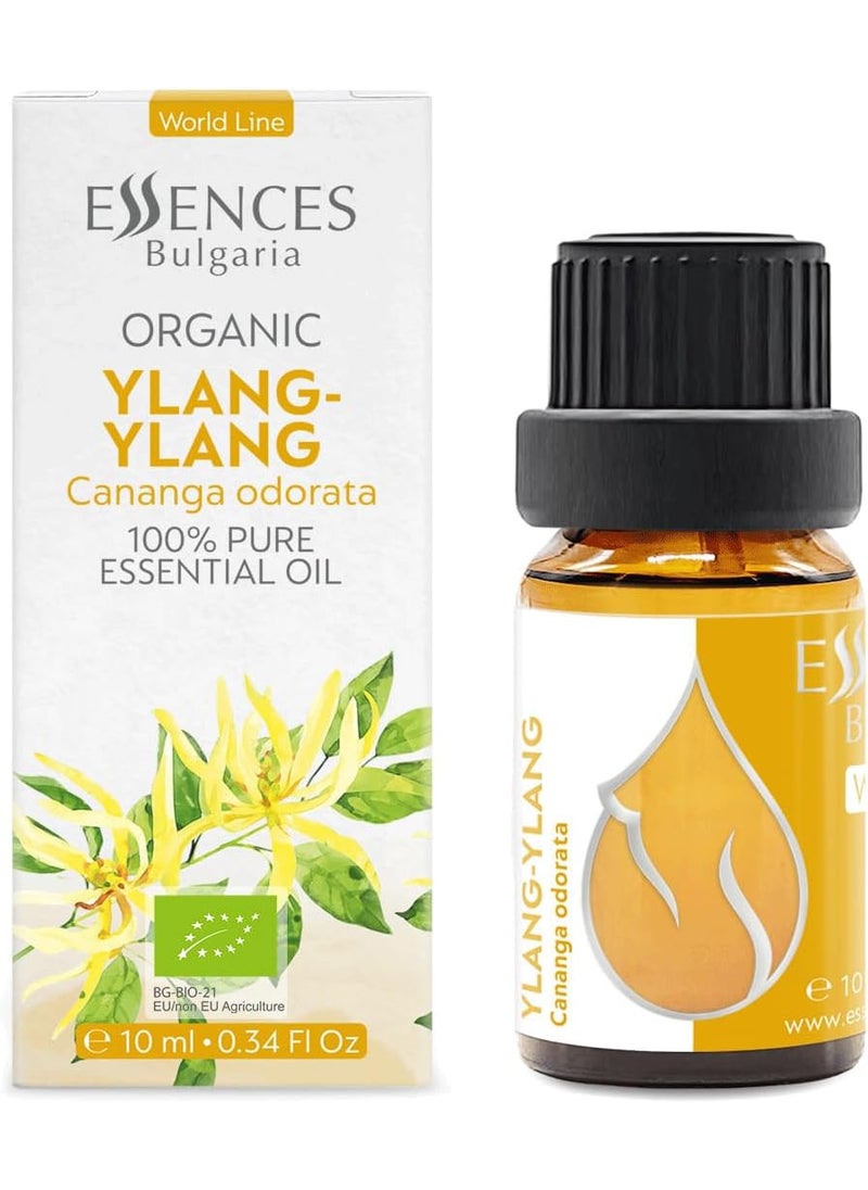 Essences Bulgaria Essences Bulgaria Organic Ylang-Ylang Essential Oil 0.34 Fl Oz 10ml Cananga odorata - 100% Pure Natural Undiluted Therapeutic Grade for Aromatherapy Diffuser Candle and Soap Making Skincare Body Oil 