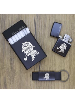 Ada Lazer Personalized Sherlock Holmes Metal Cigarette Box, Zippo Lighter and Keychain Set  - Image 3