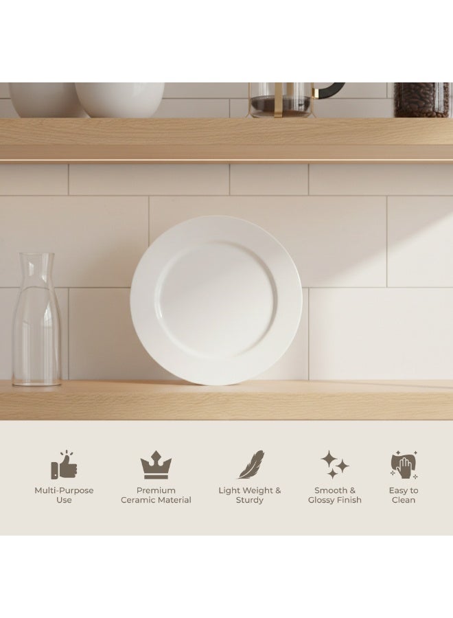 Luminarc White Ceramic Dinner Plate 24cm Round Plates  Durable Everyday Dining Plates for Home Hotel & Restaurant Use - Image 5