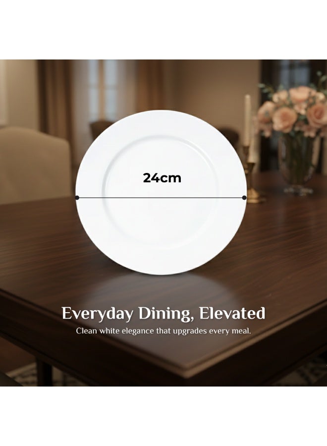 Luminarc White Ceramic Dinner Plate 24cm Round Plates  Durable Everyday Dining Plates for Home Hotel & Restaurant Use - Image 3
