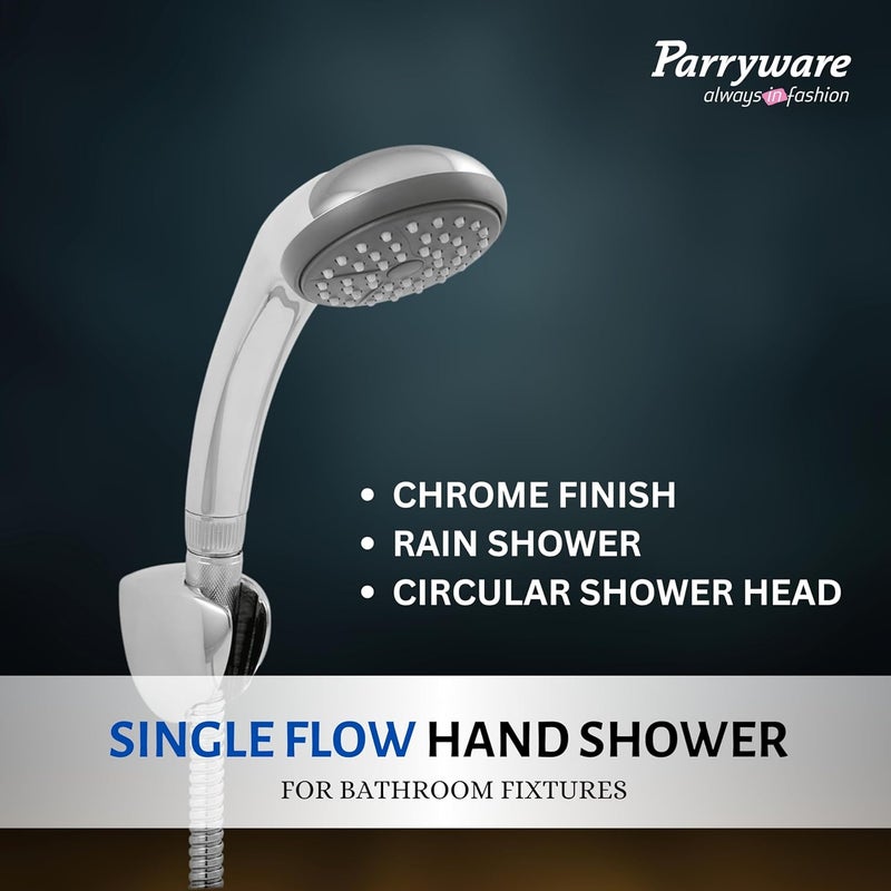 Parryware دش يدوي بتدفق واحد من النحاس T9902A1 مع خرطوم وقابض (فضي) - Image 2