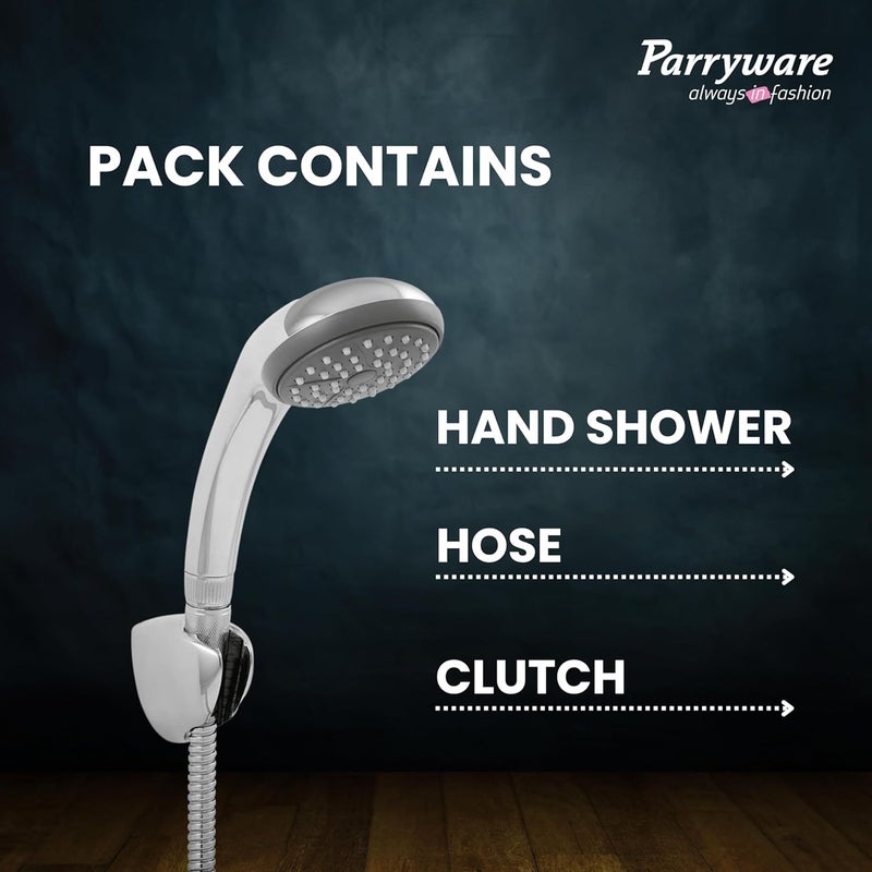 Parryware دش يدوي بتدفق واحد من النحاس T9902A1 مع خرطوم وقابض (فضي) - Image 3