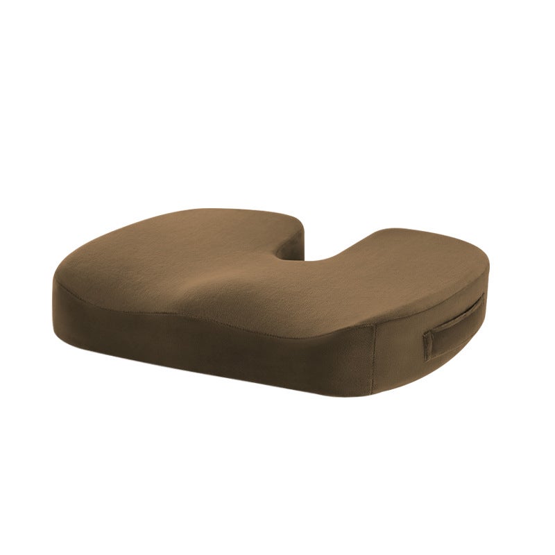 WU Mocha Color Grid Memory Foam Seat Cushion - Breathable Ergonomic Chair Pad for All Seasons Comfort for Office Home Study - Image 1