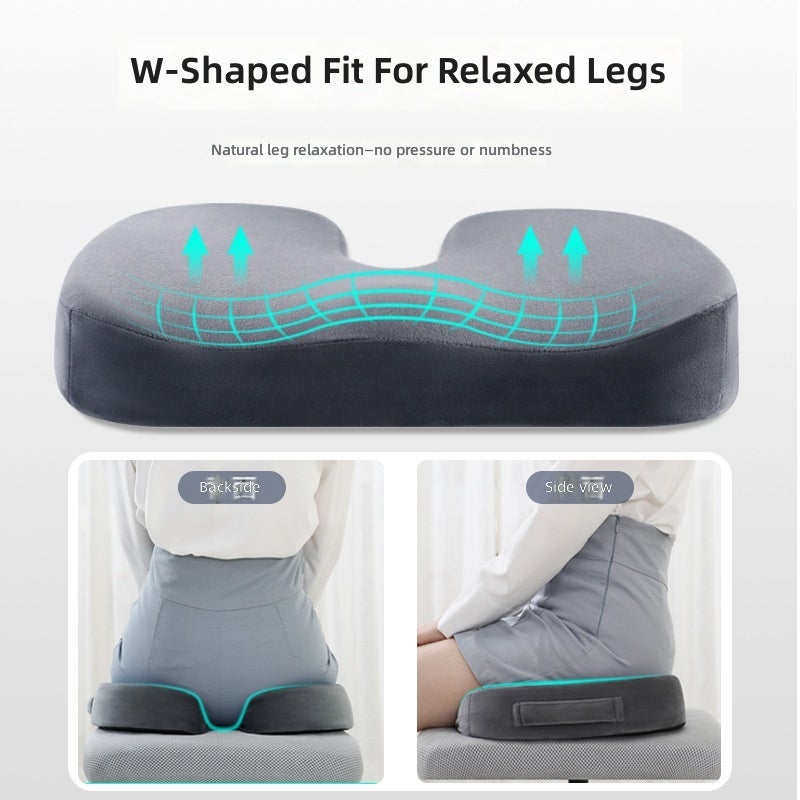 WU Mocha Color Grid Memory Foam Seat Cushion - Breathable Ergonomic Chair Pad for All Seasons Comfort for Office Home Study - Image 2