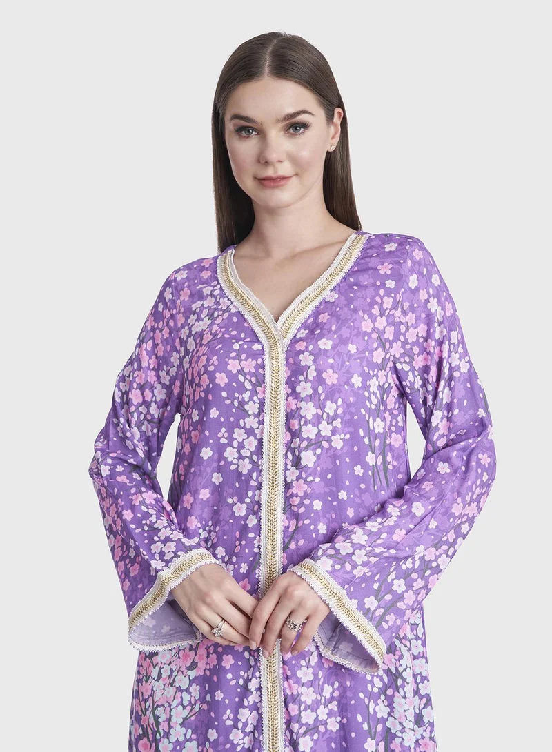 كشخة Floral Print Rayon Jalabiya