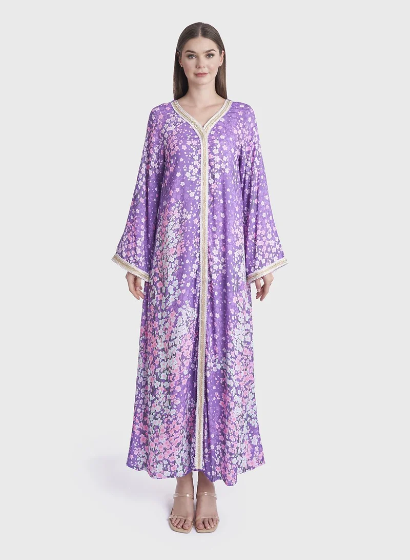 كشخة Floral Print Rayon Jalabiya