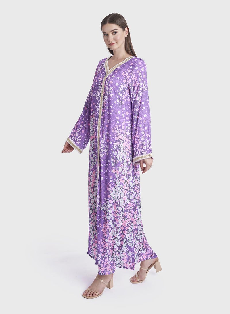 KASHKHA Floral Print Rayon Jalabiya - Image 3