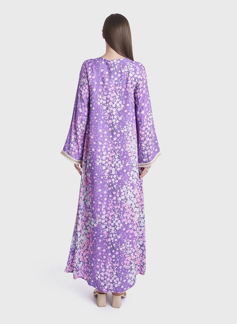 KASHKHA Floral Print Rayon Jalabiya - Image 4