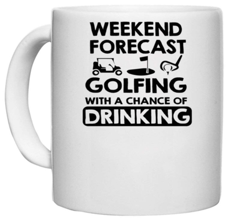 UDNAG White Ceramic Coffee/Tea Mug 'Golf | Weekend Forcast Golfing' Perfect for Gifting [330ml] - Image 2