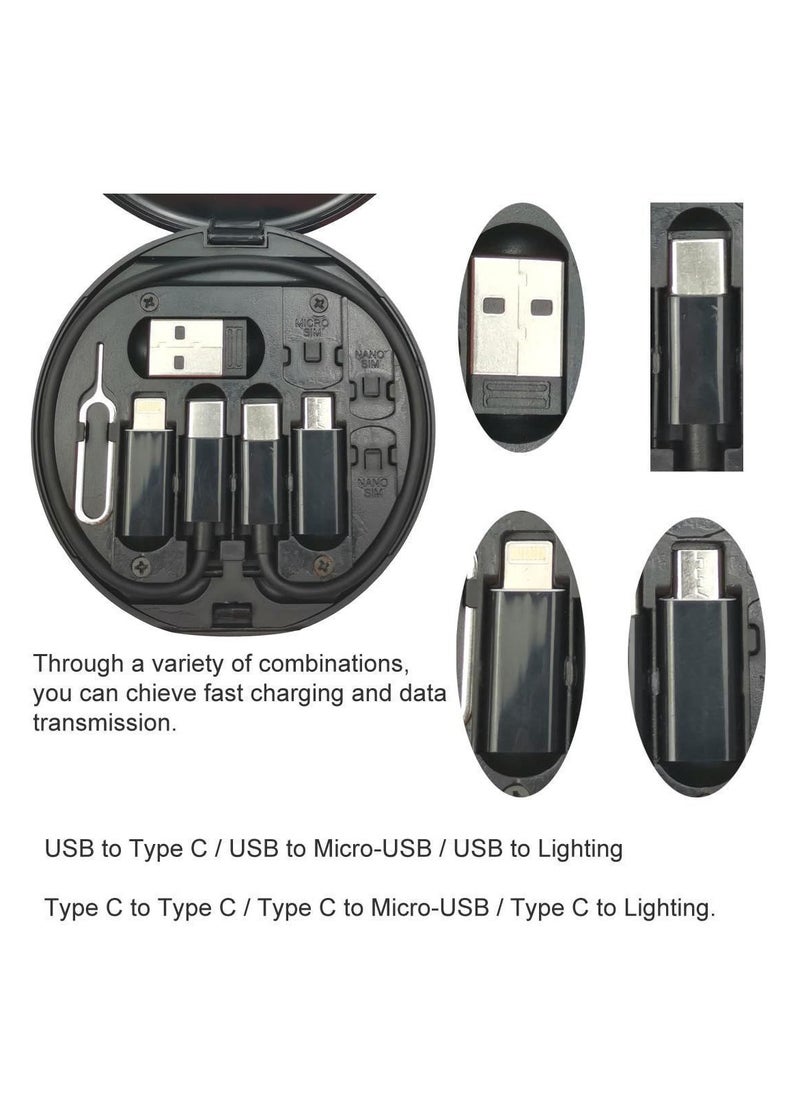 Generic - USB C to Lightning Adapter Kit,Multi Charging Cable Case Convertor USB C to Type C/iOS Device/Micro Adapter Travel Data Cable Set Contains Card Storage，Phone Holder, Tray Eject - Image 1