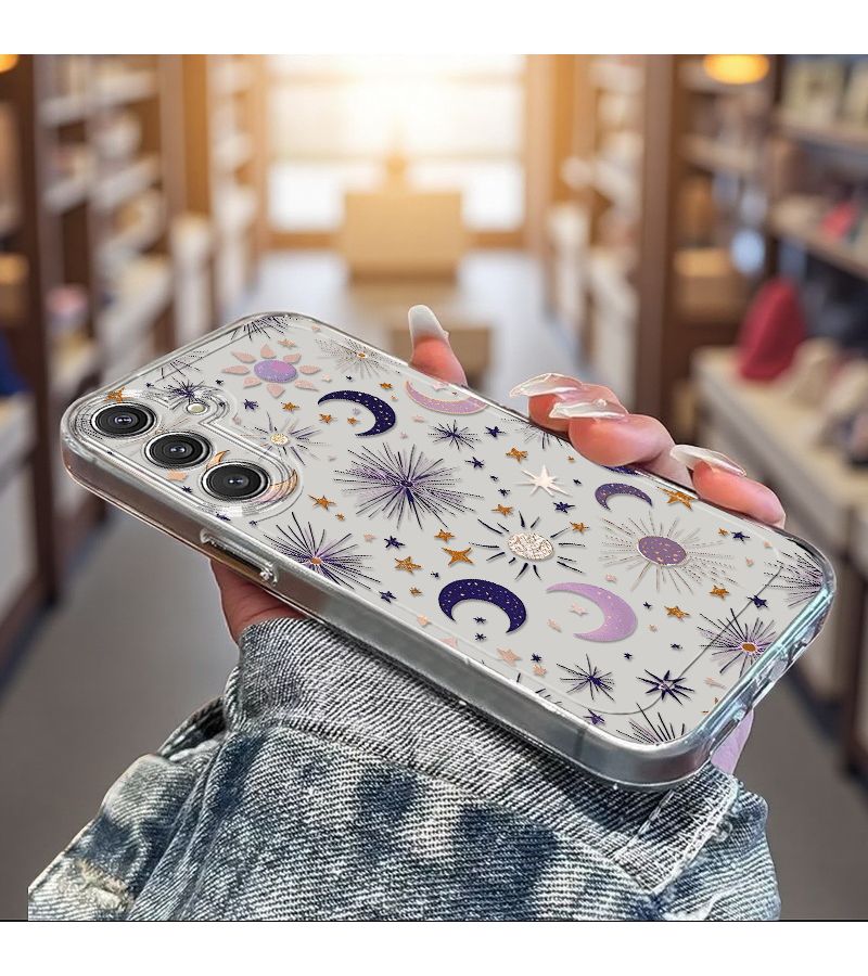 Transparent Creative Galaxy Moon Star Pattern Phone Case For Samsung A33 M01s - Image 5