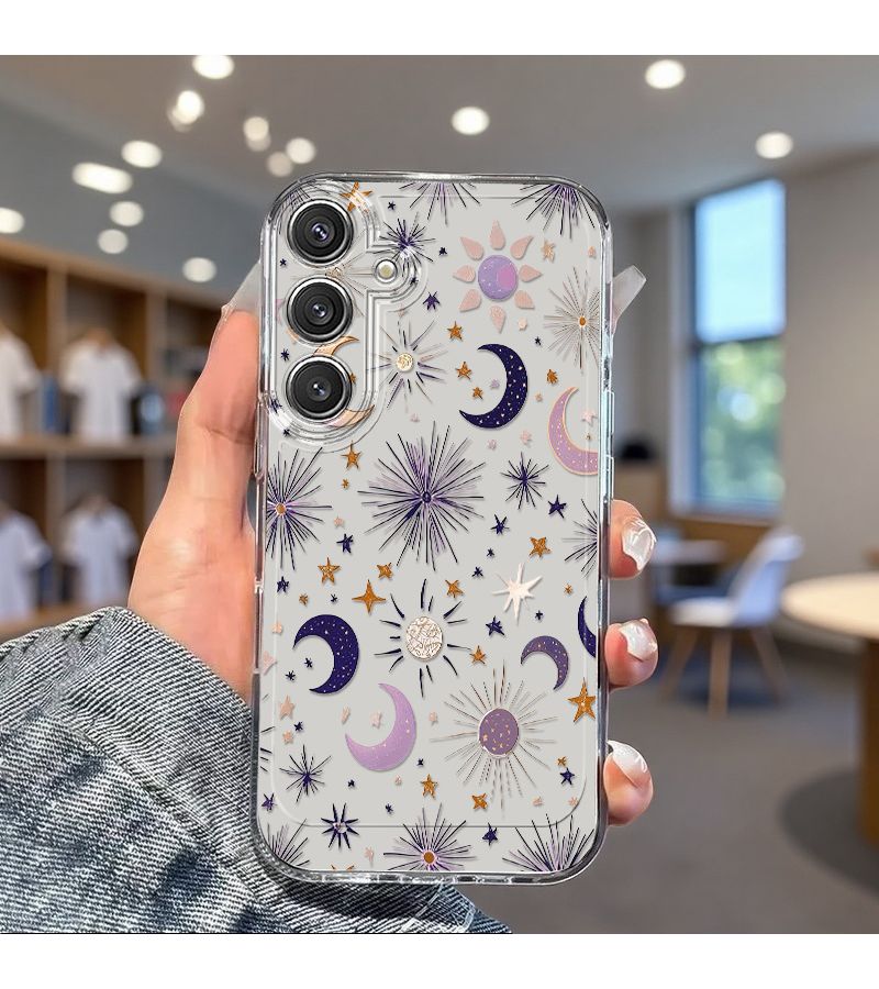 Transparent Creative Galaxy Moon Star Pattern Phone Case For Samsung A33 M01s - Image 2