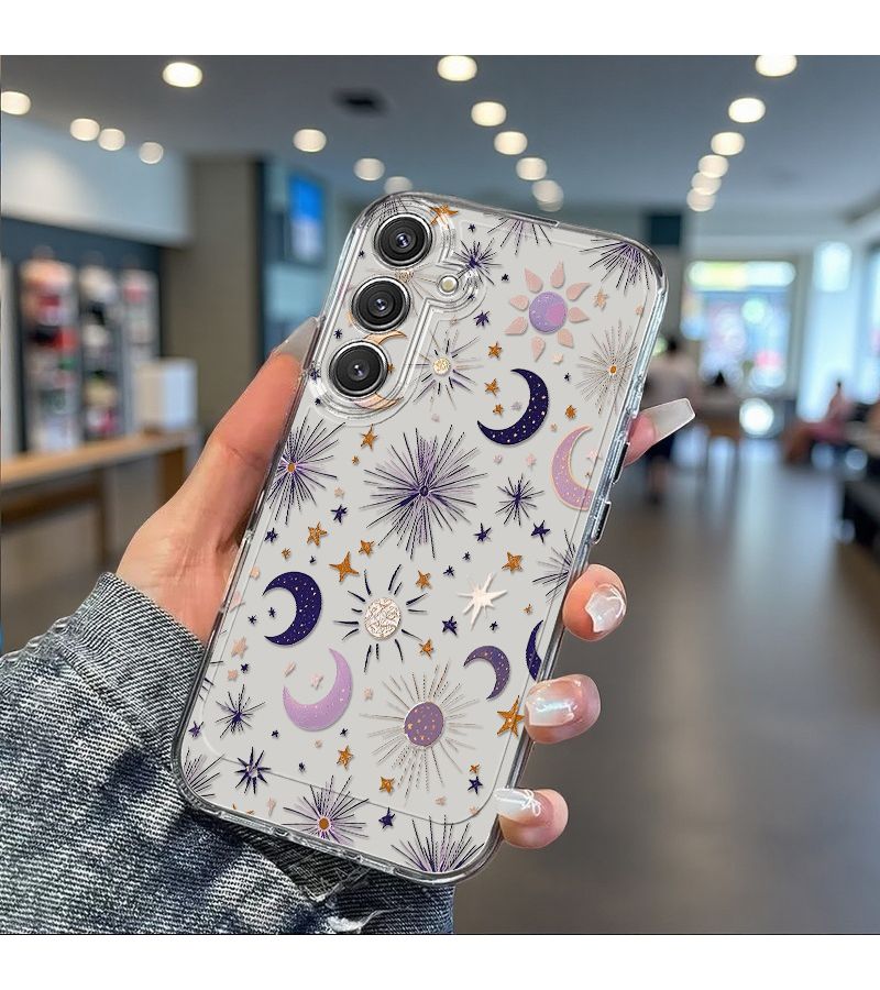 Transparent Creative Galaxy Moon Star Pattern Phone Case For Samsung A33 M01s - Image 3