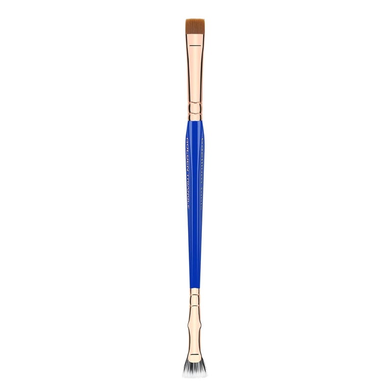 Bdellium Tools Professional Makeup Brush - Golden Triangle 727 Double-Ended Bent Lash Fan/Flat Definer - With All-Vegan Synthetic Fibers, For Clean, Clump-free Mascara Application (Blue, 1pc)