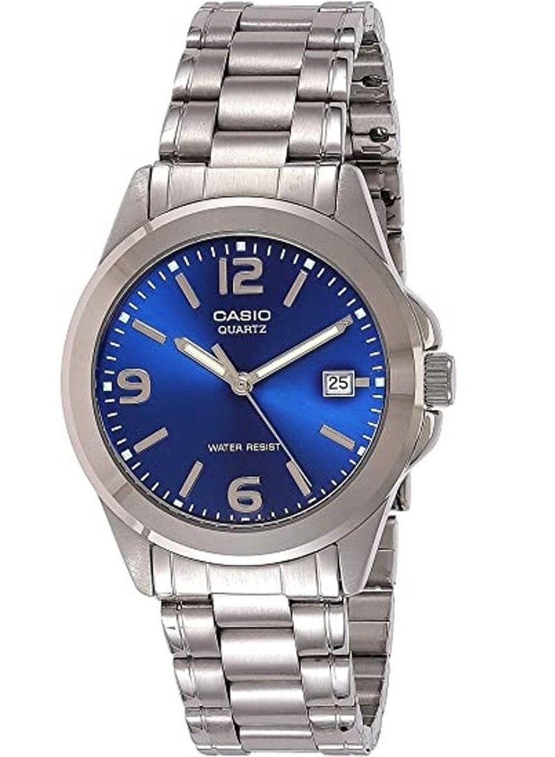 CASIO ساعة هيز اند هير للجنسين بمينا ازرق وبسوار ستانلس ستيل MTP/LTP-1215A-2A للجنسين - Image 3