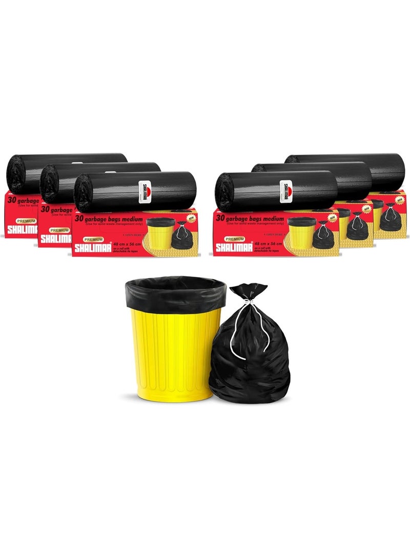 Shalimar Premium OXO - Biodegradable Garbage Bags 19 X 21 Inches (Medium) 180 Bags (6 Rolls) Dustbin Bag/Trash Bag - Black Color - Image 1