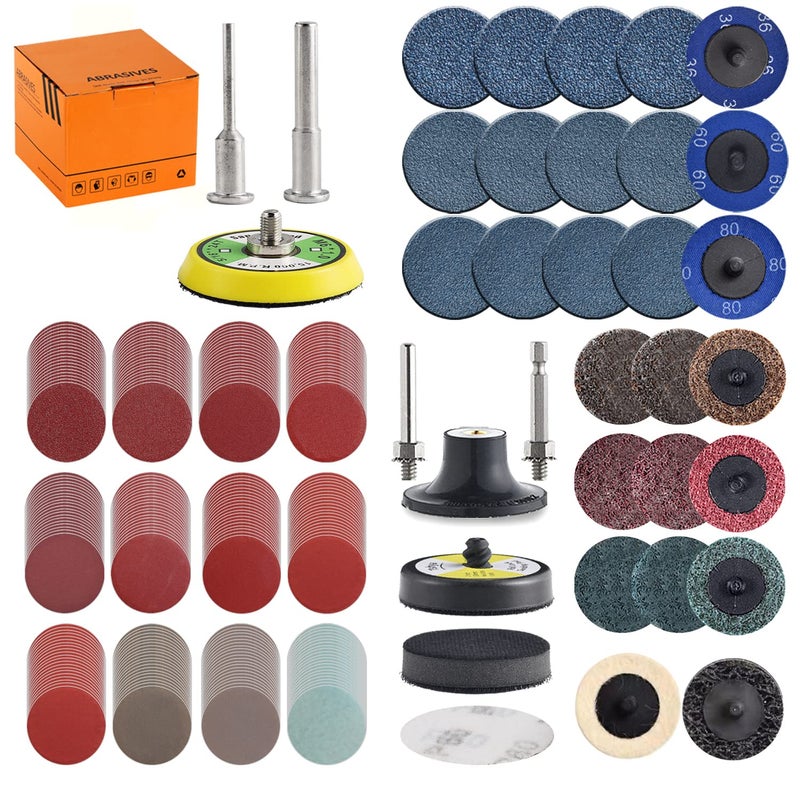 Tshya 270Pack 2inch Sanding Discs Pad Variety Kit for Drill Grinder Rotary Tools Die Grinder Accessories with 1/8"&1/4" Shank Backer Plate, Sanding Pads Includes 36-3000 Grit - Image 1