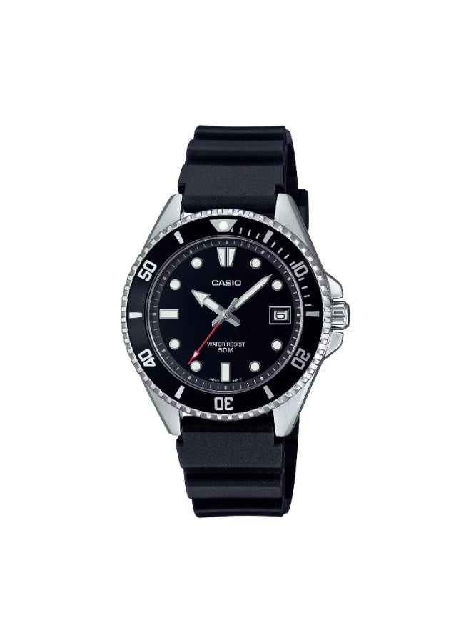 Casio MDV-10-1A1V Men’s Stainless Steel Analog Watch – Black Dial, Black Bezel, 100M Water Resistant - Image 1