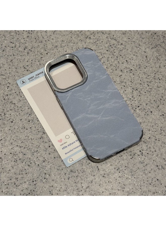 NIBEMINENT Minimal Snowflake Pattern Protective TPU Case Cover For iPhone 16 Pro Max, Blue