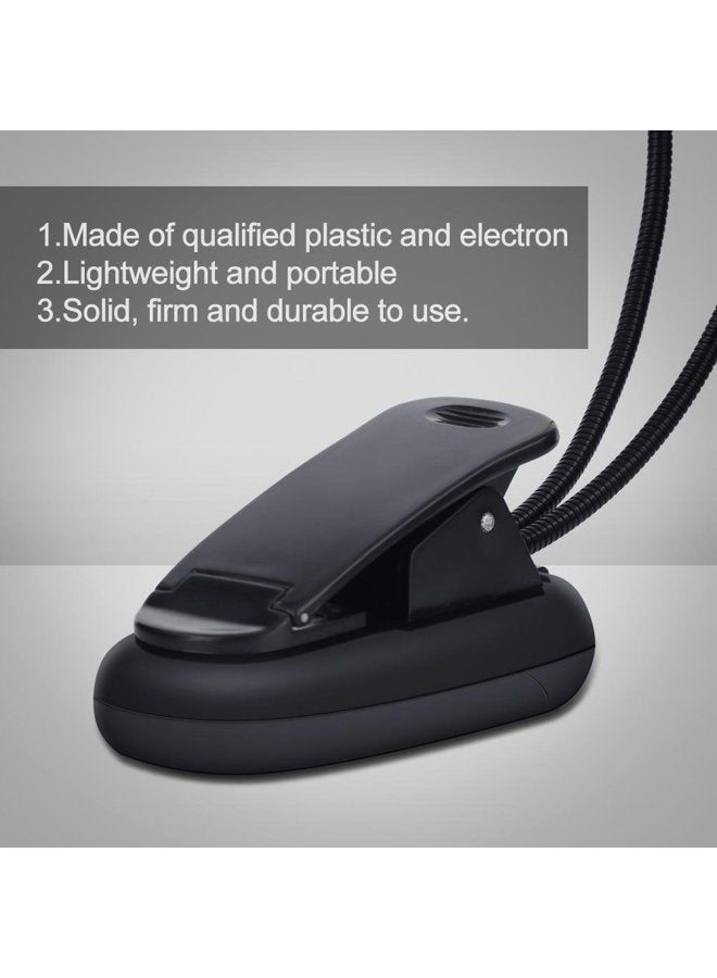EECOO Clip On Music Stand Book Reading Mini Double Adjustable Arms Light LED Lamp, Flexible Eye-Care LED Book Light(8LEDs) - Image 5