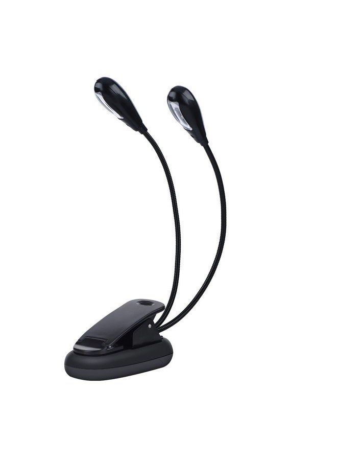EECOO Clip On Music Stand Book Reading Mini Double Adjustable Arms Light LED Lamp, Flexible Eye-Care LED Book Light(8LEDs) - Image 1