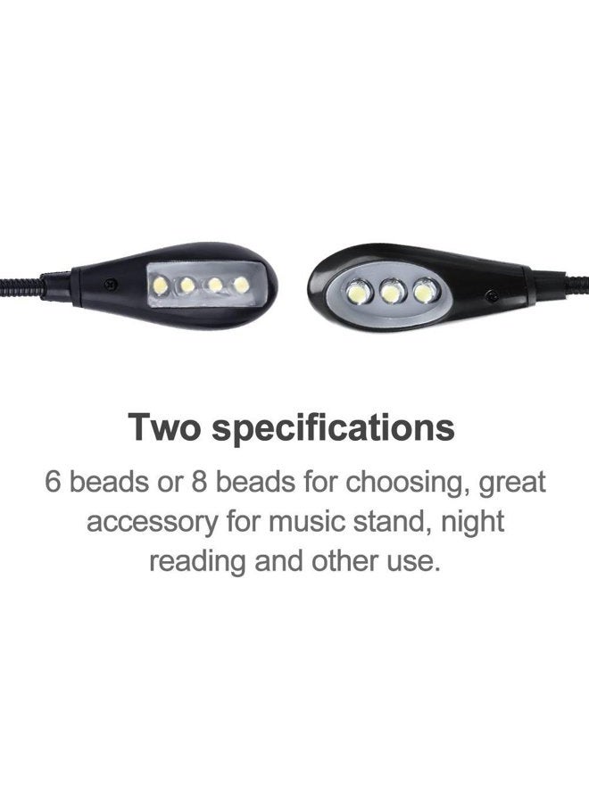 EECOO Clip On Music Stand Book Reading Mini Double Adjustable Arms Light LED Lamp, Flexible Eye-Care LED Book Light(8LEDs) - Image 4