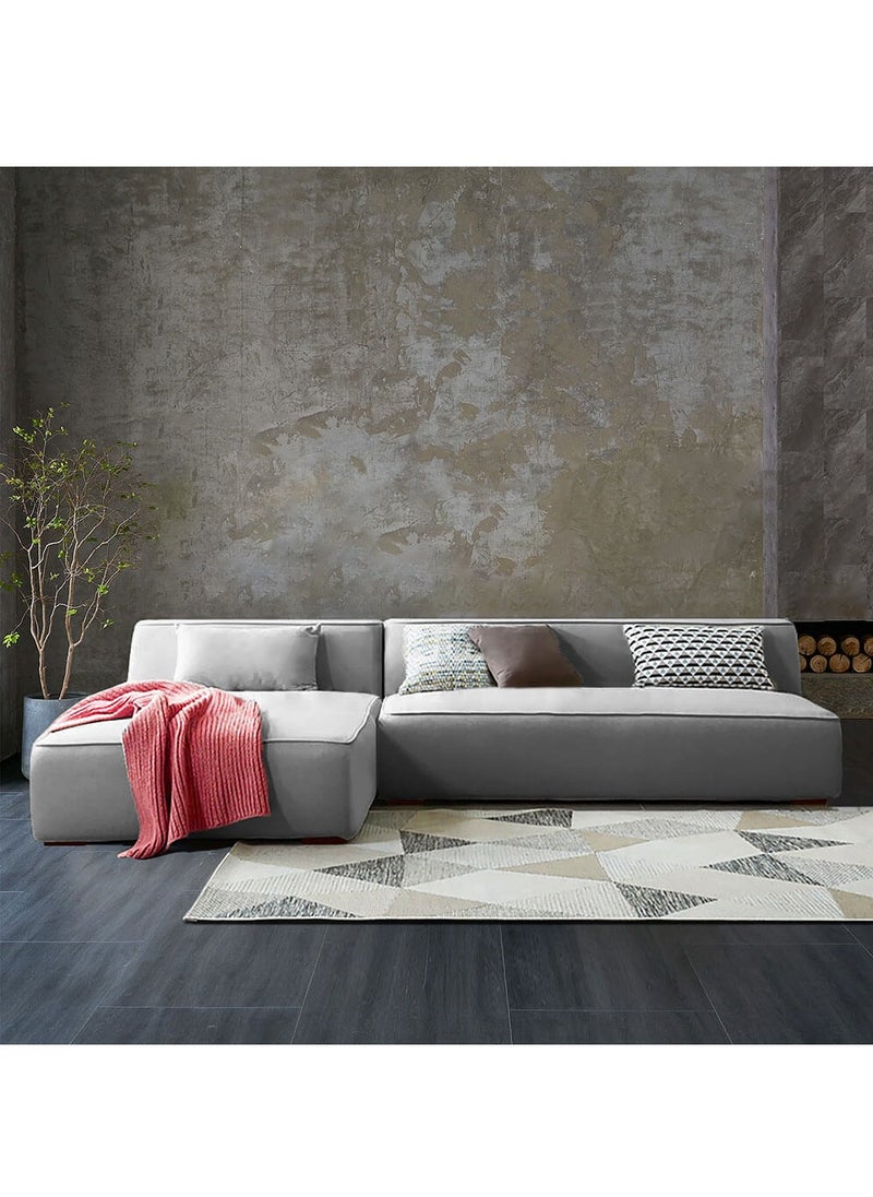 KARNAK Karnak Chelsea 3 Seater Luxury L-Shape Velvet Sofa Color Light Grey  - Image 1